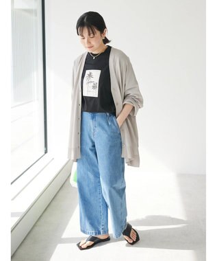 CRAFT STANDARD BOUTIQUE UVカット/接触冷感/マシンウォッシャブル/Vネックビッグニットカーディガン Gray Beige