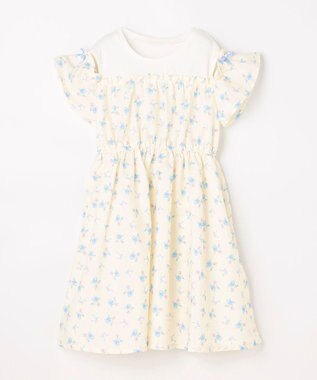 ANY KIDS 【洗濯機可能】オンオフショルダーワンピース エクリュ×花柄