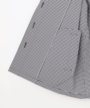 J.PRESS LADIES Lightストレッチチェック スタンドカラー コート ダークネイビーギンガム系