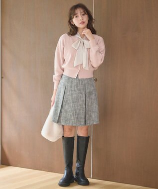 Feroux 【洗える】2WAY ハート刺繍 パールボタンカーディガン ピンク系