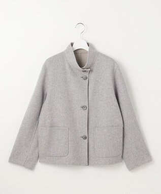 J.PRESS LADIES 【リバーシブル】ウールナイロンリバー スタンドカラー コート ライトグレー×ベージュ系
