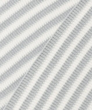 ICB L オーガニックコットン リブニット スモーキーサックス×オフホワイト