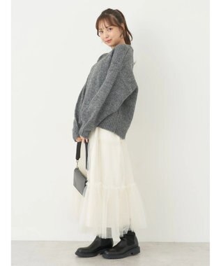 earth music&ecology ファンシーヤーンメランジプルオーバー Dark Gray Mixture