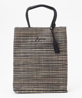 J.PRESS LADIES 【WEB限定・A4サイズ収納可】 マダガスカルラフィア トート バッグ ブラック系2