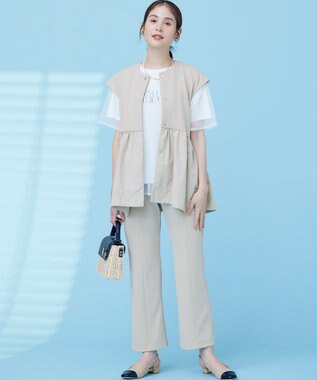 組曲 S スタイルアップジャージー フレアパンツ ラテベージュ系