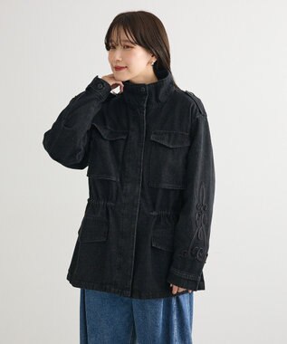 Green Parks ■ESCAR デニムコード刺繍ジャケット Black