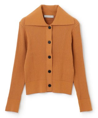 UNFILO 襟付きクロップドカーディガン ブラウン