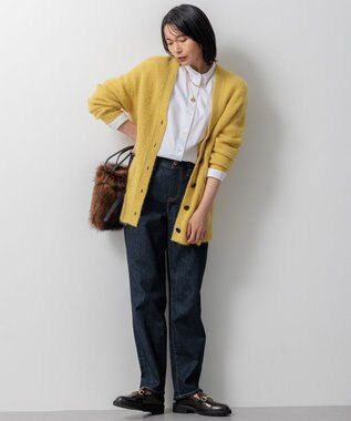 23区 【Oggi11月号掲載】ブラッシュドアルパカ ニットカーディガン マスタード系