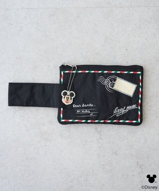 earth music&ecology 【予約】Disney/ミッキーチャーム付きレターモチーフポーチ ブラック