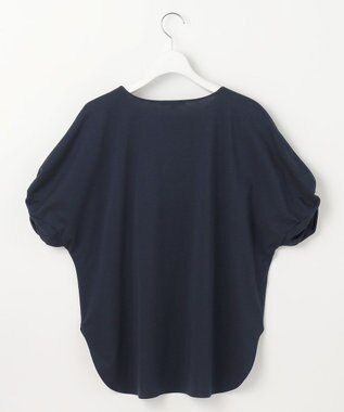 自由区 【接触冷感・UVカット・吸水速乾・抗菌防臭・洗える】ハイツイストポンチスリーブディティール カットソー ネイビー