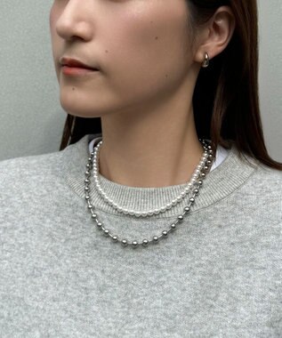 Phoebe マルチwayメタルボール×パールネックレス シルバー