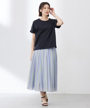 J.PRESS LADIES 【WEB限定カラーあり・洗える】コットンスムース ハシゴレース カットソー ネイビー系