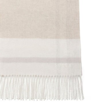 MOONBAT FURLA ウール混ラメ入りブロックチェックストールマフラー／幅30cm オフホワイト