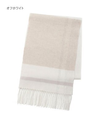 MOONBAT FURLA ウール混ラメ入りブロックチェックストールマフラー／幅30cm オフホワイト