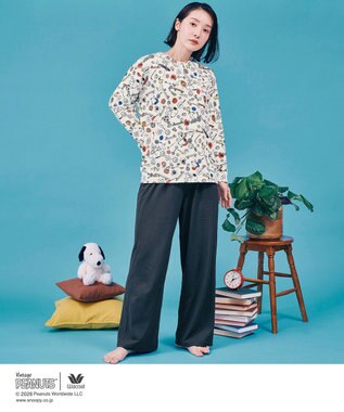 WACOAL PEANUTS パジャマ 長袖 長ズボン 綿100%(本体) スヌーピー レディース FDX561 /ワコール アイボリー