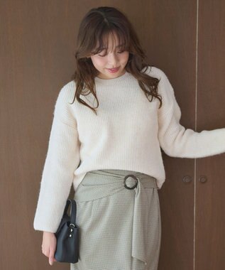 Feroux 【洗える】バックルデザイン タイトスカート ベージュ系2