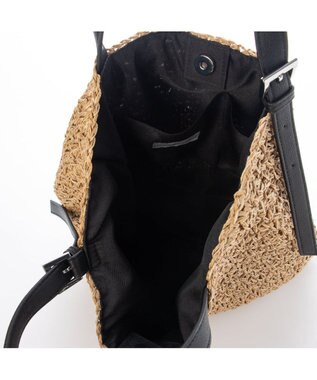 UNBILLION カシュカシュ cachecache / ベルトハンドル地柄編みトート カゴバッグ ブラック