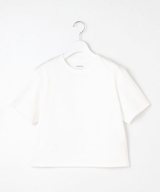 23区 【エステータ】スーピマコットン プレミアムジャージー 半袖クロップド丈Tシャツ ホワイト系