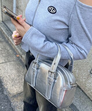 WEGO ハトメハンドルミニボストンショルダー シルバー