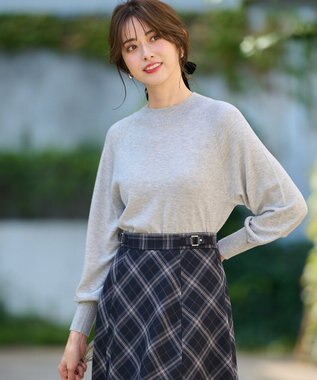 ANY SIS S 【洗える】カシミヤブレンドパフ袖 ニット ライトグレー