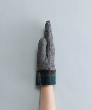 ORuKuBET タータンチェックカフスジャージグローブ(WOMEN)【タッチパネル対応】 ダークグレー