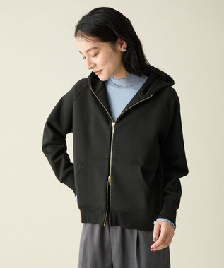 ANY L ラメダンボールダブルジップパーカー ブラック