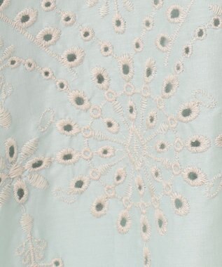 自由区 【カタログ掲載・洗える】エンブロイダリーローン ブラウス アクア×ベージュ