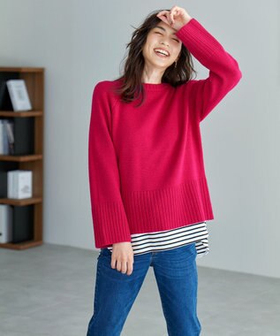 ANY 【6色展開】ラムウールラグランスリーブニット ピンク