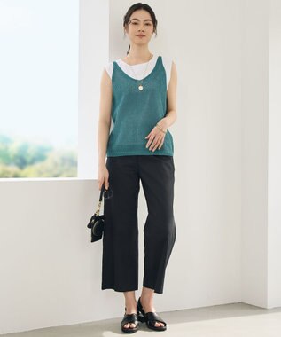 自由区 【カタログ掲載】ペーパーコットンメッシュ ベスト ターコイズ