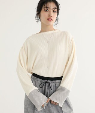 Green Parks プリーツ袖配色プルオーバー