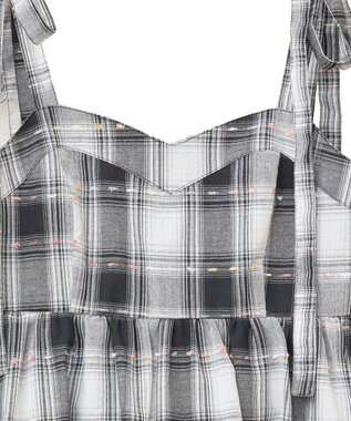 earth music&ecology チェックパターンバルーンキャミビスチェ Black