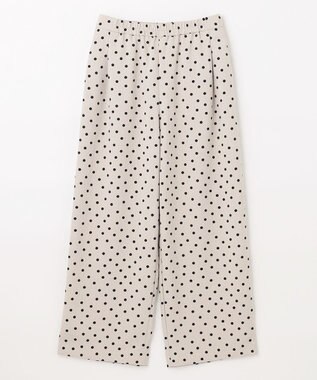 ANY L 【洗濯機可能/ウエストゴム/ポケット付】リネンライク ドット柄パンツ ベージュベース