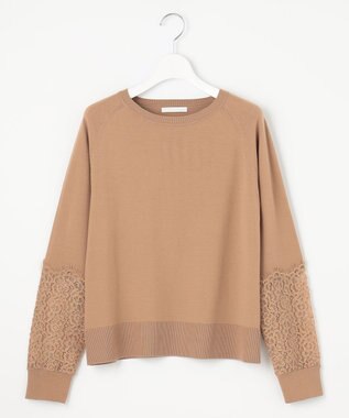 自由区 【洗える】レースコンビ ニット ベージュ