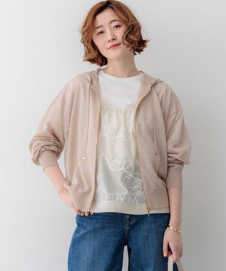 23区 【先行予約】シャイニーシアーニット ジップアップ パーカー