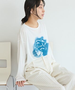 CRAFT STANDARD BOUTIQUE フラワープリントシアーロンTee Blue