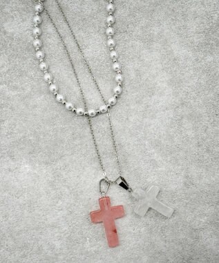 WEGO L2Pクロスパールレイヤードネックレス 柄1