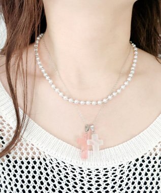 WEGO L2Pクロスパールレイヤードネックレス 柄1