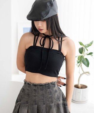 WEGO 【カップ付きインナー】なちゅ盛れカップインマルチWAYキャミ ブラック