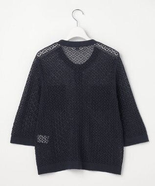 J.PRESS LADIES L LINEN COTTON BLEND ニット カーディガン インディゴ系