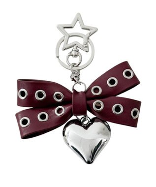 WEGO ハトメリボンハートキーホルダー レッド