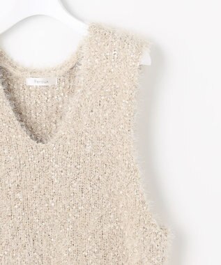 Feroux ジレ付きニット ワンピース ベージュ系