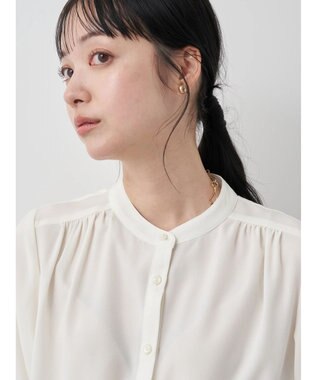 earth music&ecology バンドカラーブラウス Off White