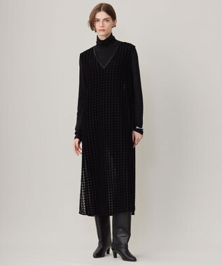 ICB L ハウンドトゥースフロッキーレース ワンピース ブラック系