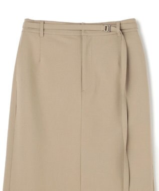UNFILO L ウールライク Iラインスカート ベージュ