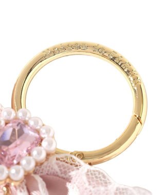 Maison de FLEUR ハシゴレースパールビジューリボンキーリング Pink