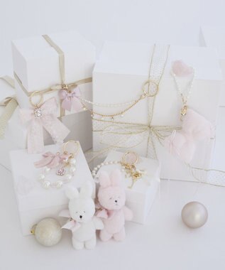 Maison de FLEUR ハシゴレースパールビジューリボンキーリング Light Pink