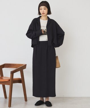 AMERICAN HOLIC 【2点セット・マルチ機能】タイトスカート+ショート丈シャツ Stripe Navy