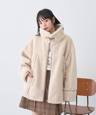 earth music&ecology ボアZIPブルゾン Ivory