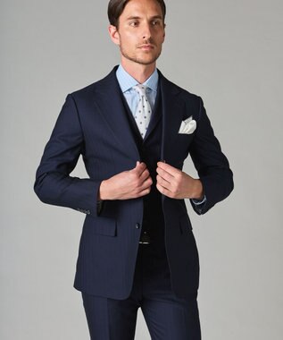 GOTAIRIKU 春夏向け【形態安定】SUMMERPREMIUMPLEATS_スモールワイドカラー 長袖ドレスシャツ（ストライプ/チェック） サックスブルー系1