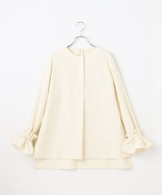 #Newans 【セレモニーにも】＜亀恭子さんコラボ＞下から着られちゃう！シュシュ付き2WAYカフスブラウス アイボリー系